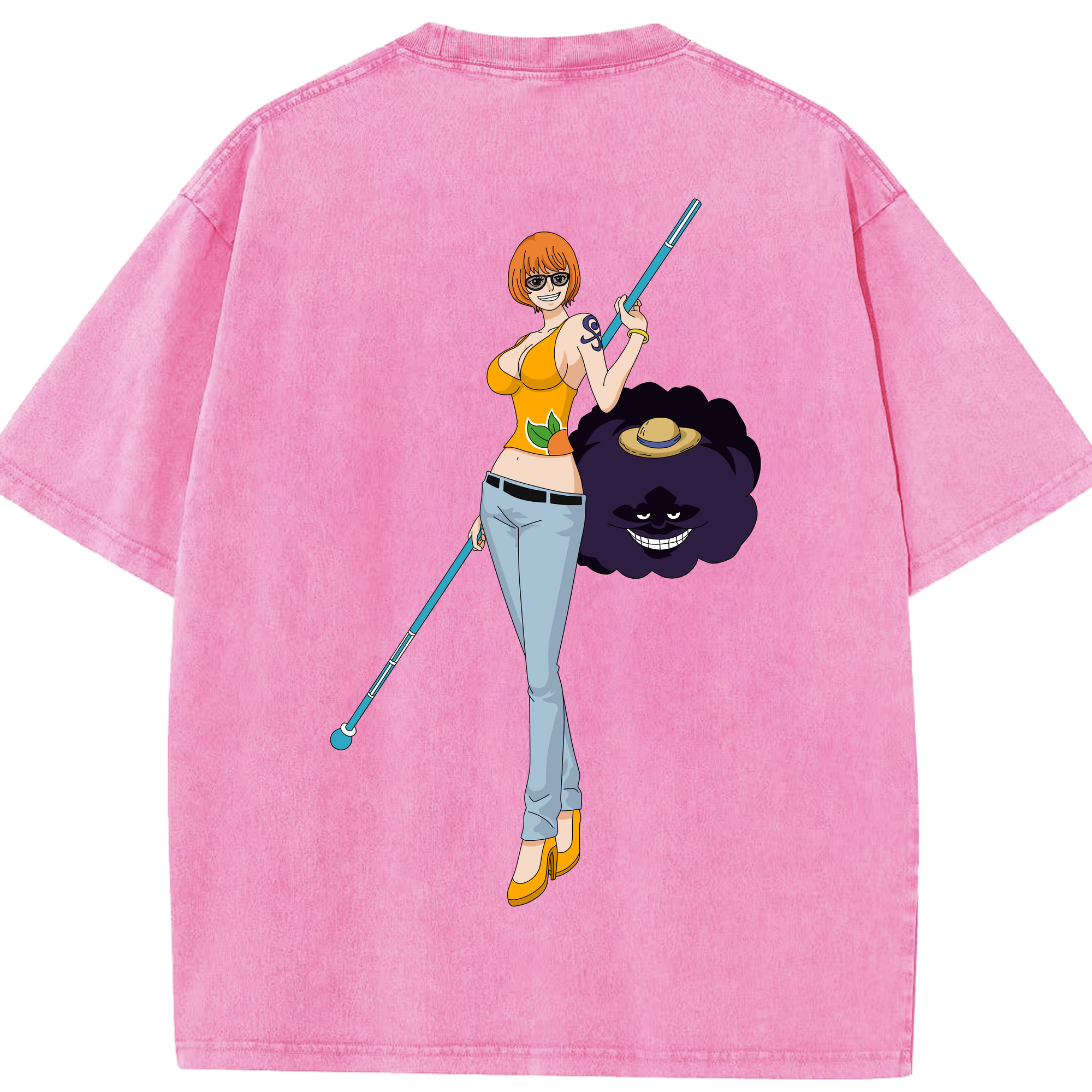 ワンピース ナミ ONE PIECE Nami 綿100% ヴィンテージ風 半袖Tシャツ（背面プリント）